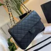 CC Bag Shopping s 32cm Noir Womens Flap Premium Lambskin Quilted Plaid Designer Luxury Shoulder Large Capacity Ladies French Vintage