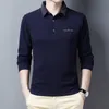 Men's Polos Ymwmhu Wine Red Shirt for Men Long Sleeve Autumn and Spring Collared Solid Casual Korean Fashion Clothing 220902