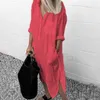 Casual Dresses Attractive Midi Dress Summer Loose For Banquet Women Spring Lapel Pure Color Loose-fitting Office Commute