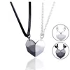Chains 2Pcs/Lot Magnetic Couple Necklace Lovers Heart Pendant Distance Faceted Charm Women Valentine's Day Gift