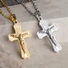 Pendentif Colliers Hommes Chaîne Bijoux Chrétiens Cadeaux Vintage Croix INRI Crucifix Jésus Pièce Collier Or Couleur Acier Inoxydable