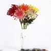 Decorative Flowers Large Marigolds Chrysanthemum With Leaves Higan Artificial Flower Branch Silk Fake Room Table Decor Wedding