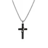 Enkel klassisk h￤nge halsband Fashion Titanium Steel Cross Antique Silver Color Boy Long Chain Halsbandsmycken f￶r m￤n