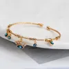 S3186 Fashion Jewelry Evil Eye Bangle Armband Emamel Palm Blue Eyes Opening Armband