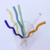 8x200mm farbenfrohe wellige Glas -Trink -Strohhalm Pipette umweltfreundliche Babymilchsaft wiederverwendbares Glas Strohhalm Party