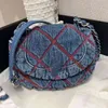 CC Bag Shopping s 22ss Mini Blue Canvas Co Beach Flap Classic Quilted Silver Hardware Flätad kedja Crossbody Designer French Luxury