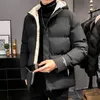 Erkekler için Mens Men için Kış Ceketleri Harajuku Hooded Parkas Sıradan Katı Kabarık Ağır Ceketler Moda Kore Sokak Giyim Kalın Sıcak Paltolar 220902