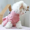 Dog Apparel Knit Dogs Dress With Bowtie Checkered Princess Sweater For Small Cat Clothes Warm Ball Yarn Skirt Pug Chihuahua Yorkie8236895