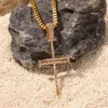 Hip Hop Nail Cross Pendant Necklace Bling Religious Jewelry Full Cubic Zirconia 18K Real Gold Plated