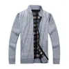 Men's Sweaters Men Sweater Coat Long Sleeves Autumn Plus Size Keep Warm Handsome Elastic Plaid Lining Jacket