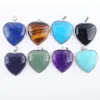 Dangle Stone Pendant Heart Love Reiki Healing Natural Bead Amethysts Rose Quartzs Opal Crystal Agates Lapis BN318