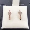 Rose Gold Pave Heart Hoop ￶rh￤ngen Kvinnor Girls Engagement Smycken Original Box Set f￶r Pandora 925 Silver Love Hearts Girl Gift Earring