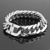 Länkarmband enorma tunga 22 mm polerade silverfärgade skurna trottoar kuban 316l rostfritt stål armband mens kedja pojkar grossist smycken