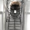 Kurtka zimowa damska klasyczne płaszcze puchowe na co dzień stylista zewnętrzna ciepła kurtka z kapturem duży kołnierz z futra lisa parki znosić szary X-długi projekt