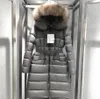 Vinterjacka Dam Klassiska Casual Dunrockar Stylist Utomhus Varmjacka Huva Stor Rävpälskrage Parkas Ytterkläder Grå X-Lång Design