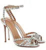 Ünlü Markalar Kadın Tekila Sandalet Ayakkabı Aquazzus Yüksek Topuklu Bayan Pompaları Kristal-süslenmiş Elbise Gelin Düğün Gladyatör Sandalias EU35-43