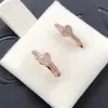 Rose Gold Pave Heart Hoop Earrings Women Girls Engagement Jewelry Original Box Set for pandora 925 Silver Love hearts girlfriend gift Earring