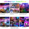 스트립 음악 동기화 RGB 색상 변경 스마트 LED 스트립 12V SMD 2835 룸 장식을위한 네온 테이프 다이오드 블루투스 제어 조명