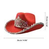 BERETS RETRO Big Brim Hat Sequin Crown Cowboy Western Top Headwear Party for Halloween Christmas Costumes