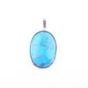 Natural Stone Dangle Pendants Oval Bead for Necklace Jewelry Making Amethysts Tigers Eye Agates Opal Aventurine BN319