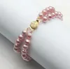 2 hileras Pulsera de 7-8 mm genuina agua dulce natural Akoya Pearl 7.5 "AAA