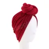 Große geknotete Turban-Mütze, Kopfwickel, afrikanischer Twist-Kopfwickel, dehnbar, muslimische Damen-Haar-Accessoires, Indien-Hut, Chemo-Mütze