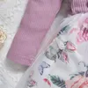M￤dchenkleider Kinder Herbstkleid Fashion Rippen florale N￤hte O-Neck Long Sleeves Sackled Casual Gaze f￼r M￤dchen 9 Monate bis 4 Jahre