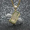 Pendant Necklaces Hip Hop Micro Paved Cubic Zirconia Bling Out Solid Flying US Dollar Pendants Necklace For Men Rapper Jewelry