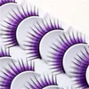 False Eyelashes 5pair Colorful Thick Thin Cross Section Purple Smoked Makeup Scene