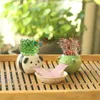 Figurine decorative Drink Off Creative Cute Cartoon Panda Rana Animale Ornamento da tavolo in ceramica Piantare giocattoli in vaso Regali personalizzati