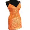 Sexy Sequins Homecoming Dress 2023 Lace-Up Back Lady Hoco Formal Evening Cocktail Party Gown Short Club Night Gala NYE Prom 8th Grade Semi-Formal Royal Red Orange 2k23