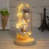 Decorative Flowers Artificial Flower In Glass Dome & Led Light Strip Enchanted Gift For Women On Valentine's Day Anniversary