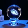 Dekorativa figurer Musikl￥da Crystal Ball Snow Globe Glass Lights Universe Moon Galaxys Earth Crafts Home Desktop Decor Girl Friend's