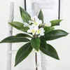 Dekorativa blommor konstgjord blomma lång stam frangipani grenar inomhus hem vardagsrum bröllop gröna falska växter