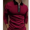 Heren PoloS Men Fashion Casual Polo shirts lange mouw turndown kraag rits rits ontwerp bovenaan streetwear lente en herfstperiode de 220902