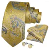 Bow Ties Mężczyźni krawat złoto niebieski kwiatowy jedwabny ślub na kolejny zestaw upominkowy mankiet diban