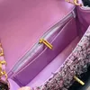 CC-Tasche Einkaufstaschen 2022SS Lila gesteppte Klappe Wolle gewebt Klassisch Gold Metall Diamantkette Umhängetasche Schultertaschen Luxus Designer Outdoor