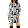 Moletom feminino casual com capuz vestido moletom melanina vestidos da moda halloween estampa 3d moletons pulôver com capuz longo