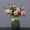 Fleurs décoratives 53 cm Simulation Bouquets De Pivoine Artificielle Pour La Maison Salon Table À Manger Décoration Mariée De Mariage Tenant