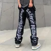 Jeans pour hommes déchiré Hip Hop trou broderie hommes coréen surdimensionné droit noir Vibe Denim pantalon ample Harajuku rétro Jean pantalon