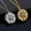 New Fashion Gold Colar Gold Custom You Are My Sunshine Open Locket Gunflower Pingente Colar para Mulheres