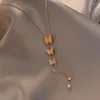 Anh￤nger Halsketten Mode Goldfarbe Schmetterling 316 Edelstahl Gothic Girl's Kette Frauen Einfacher Schmuck