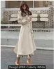 Misto lana da donna Promozionale Donna Doppio petto 100% cotone Trench lungo stile militare Elegante impermeabile Giacca a vento Manteau Femme 220902