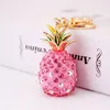 Porte-clés XDPQQ Série de fruits Porte-clés Creative Résine incrustée de cristal Ananas Lady Sac en cuir Accessoires Pendentif en métal Cadeau