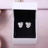 Pink white Sparkling Daisy flower Stud Earring 925 Sterling Silver Women Wedding Party Jewelry with Original Box For pandora girlfriend gift Earrings