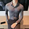 Męskie koszule swobodne elastyczność płynna koszula męska koszula długie rękaw Slim Casual Shirt Solid Kolor Biznes Formalny sukienki Bluzka na imprezę społeczną 230131 S-4xl