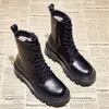 Boots Women's Winter Combat Fur Black Platform For Women Punk Gothic Shoes Ankle Female Brand Designer 220902