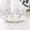 Pinces à cheveux ACRDDK luxe cristal strass peigne de mariée à la main fleur blanc mariage femmes chapeaux bijoux SL