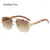 Sunglasses Driving Gold Lion Decoration UV Protection Fishing Glasses Metal & Wood Eyeglasses Square Sun