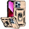 Shockproof Phone Cases For iphone 14 Pro Max 13 12 Mini 11 Xs Max Xr X 7 8 SE 2022 Push Window Ring Stand Holder Protective Shell